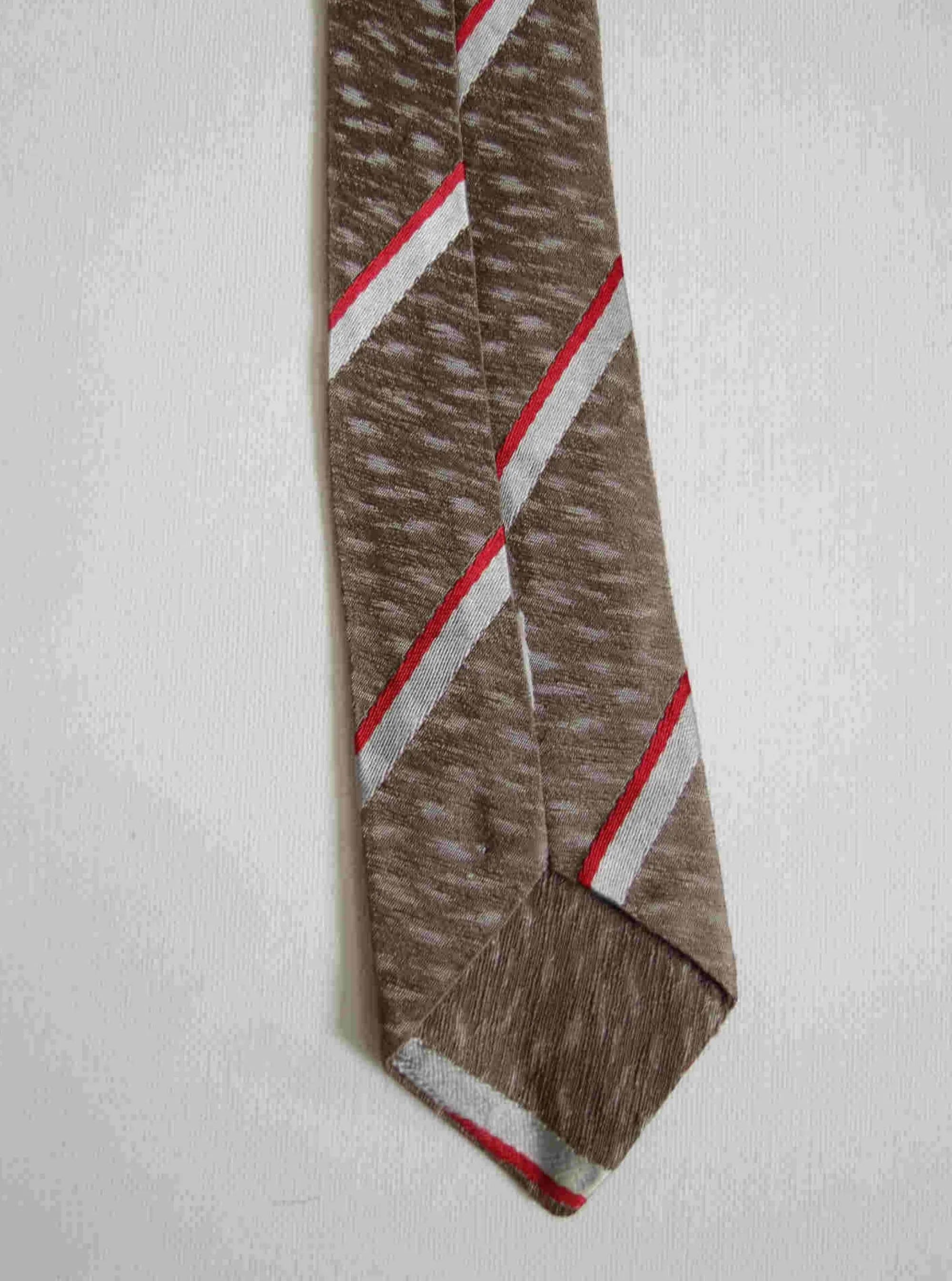 1950s Pewter Tie With Silver and Red Stripes