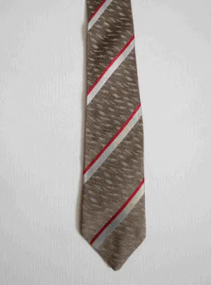 1950s Pewter Tie With Silver and Red Stripes