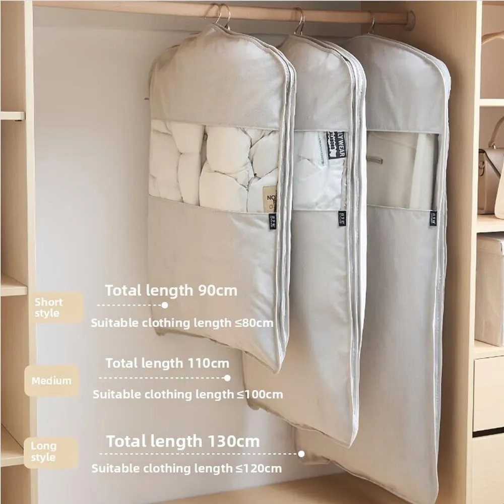 2025 Space Saving Hanging Garment Bag with Self Compression Zipper - Heavy Duty Dust Cover for Down Coats & Winter Jackets, Closet Organizer Storage Bag for Long-Term Protection (, S)