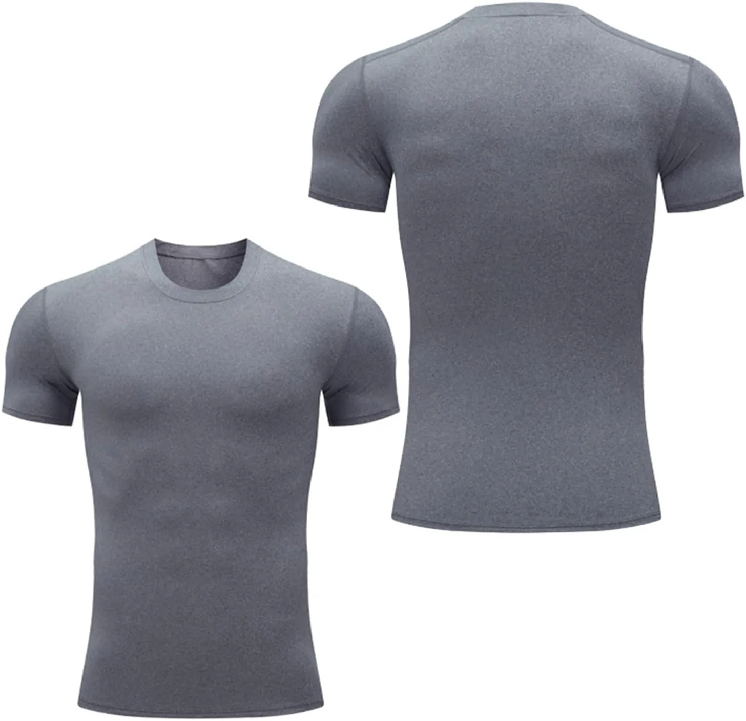 2pack Men's Compression Shirts V-Neck Short Sleeve Athletic T-Shirt Outdoor Running Quick Dry