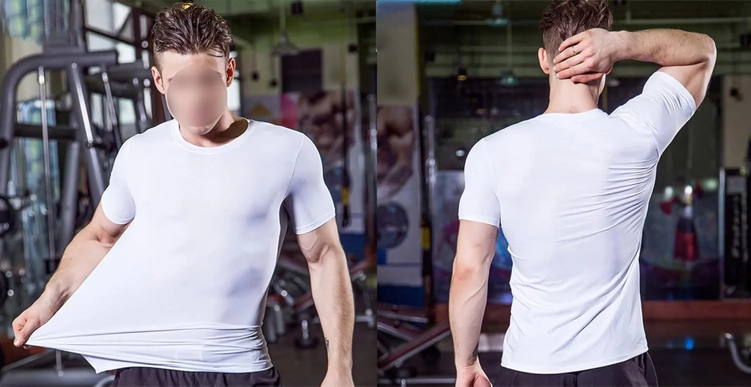 2pack Men's Compression Shirts V-Neck Short Sleeve Athletic T-Shirt Outdoor Running Quick Dry