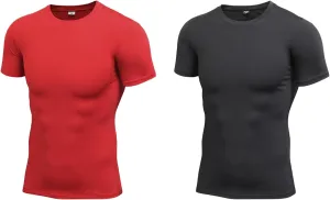 2pack Men's Compression Shirts V-Neck Short Sleeve Athletic T-Shirt Outdoor Running Quick Dry