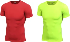 2pack Men's Compression Shirts V-Neck Short Sleeve Athletic T-Shirt Outdoor Running Quick Dry