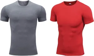 2pack Men's Compression Shirts V-Neck Short Sleeve Athletic T-Shirt Outdoor Running Quick Dry