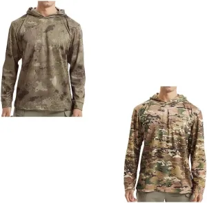 2PCS Summer Tops for Men UV Sun Protection Hooded Camo Shirts Long Sleeve Quick-Dry Outdoor Tees Cooling Hoodies