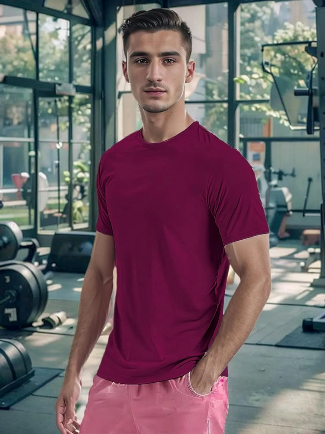 3 Pack Mens Athletic Sports T Shirts Tees, Quick Dry Crew Neck, Polyrester Gym Workout Running Shrits for Men