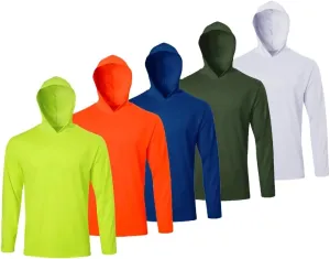 5 Pack Men's Long Sleeve Tees Quick Dry UV Protection Pullover Hoodies Gym Workout Outdoor Sports Athletic Shirts