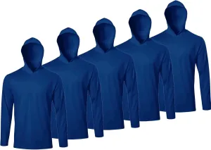 5 Pack Men's Long Sleeve Tees Quick Dry UV Protection Pullover Hoodies Gym Workout Outdoor Sports Athletic Shirts