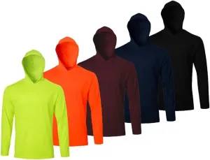 5 Pack Men's Long Sleeve Tees Quick Dry UV Protection Pullover Hoodies Gym Workout Outdoor Sports Athletic Shirts