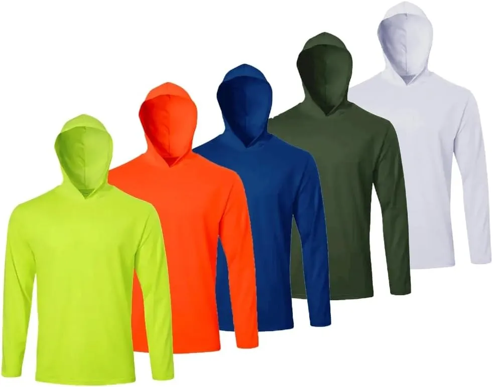 5 Pack Men's Long Sleeve Tees Quick Dry UV Protection Pullover Hoodies Gym Workout Outdoor Sports Athletic Shirts