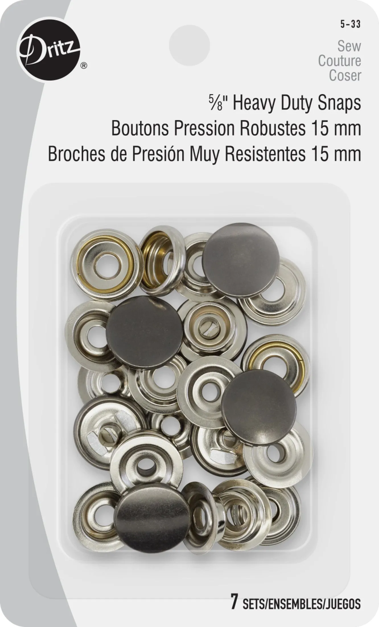 5/8" Heavy Duty Snaps, 7 Sets