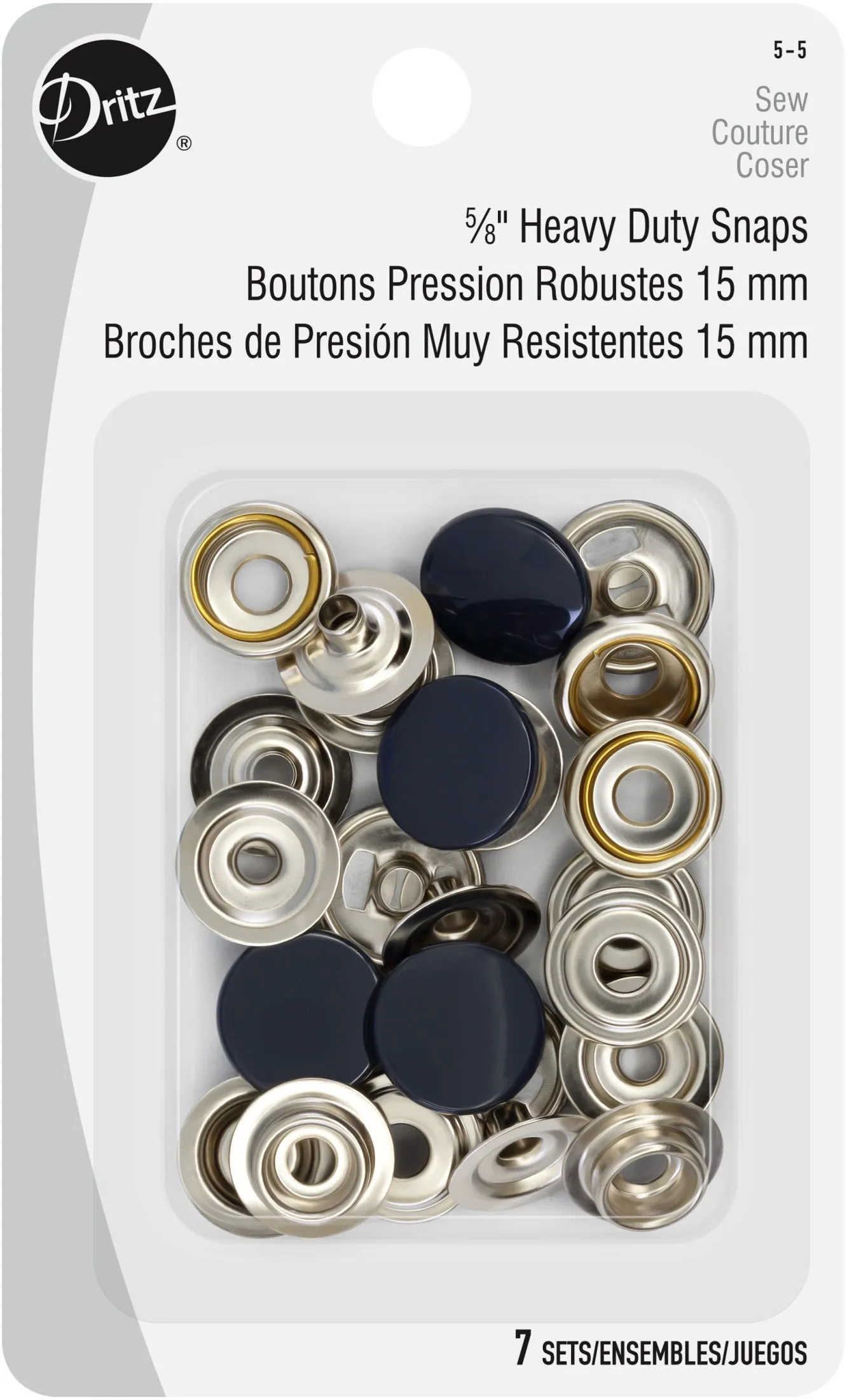 5/8" Heavy Duty Snaps, 7 Sets