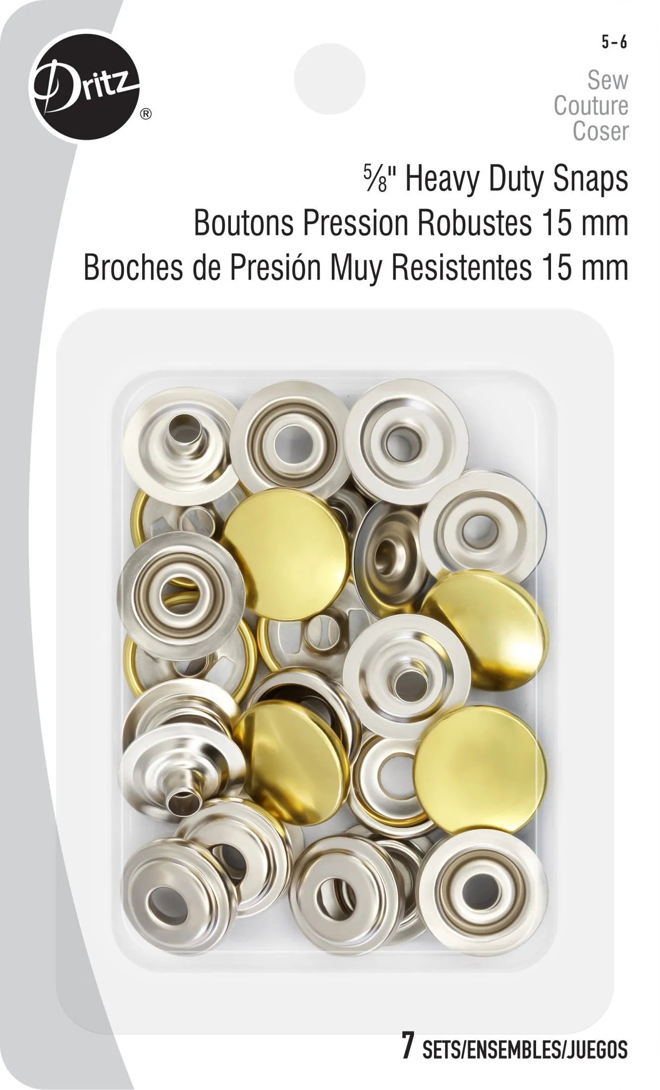 5/8" Heavy Duty Snaps, 7 Sets