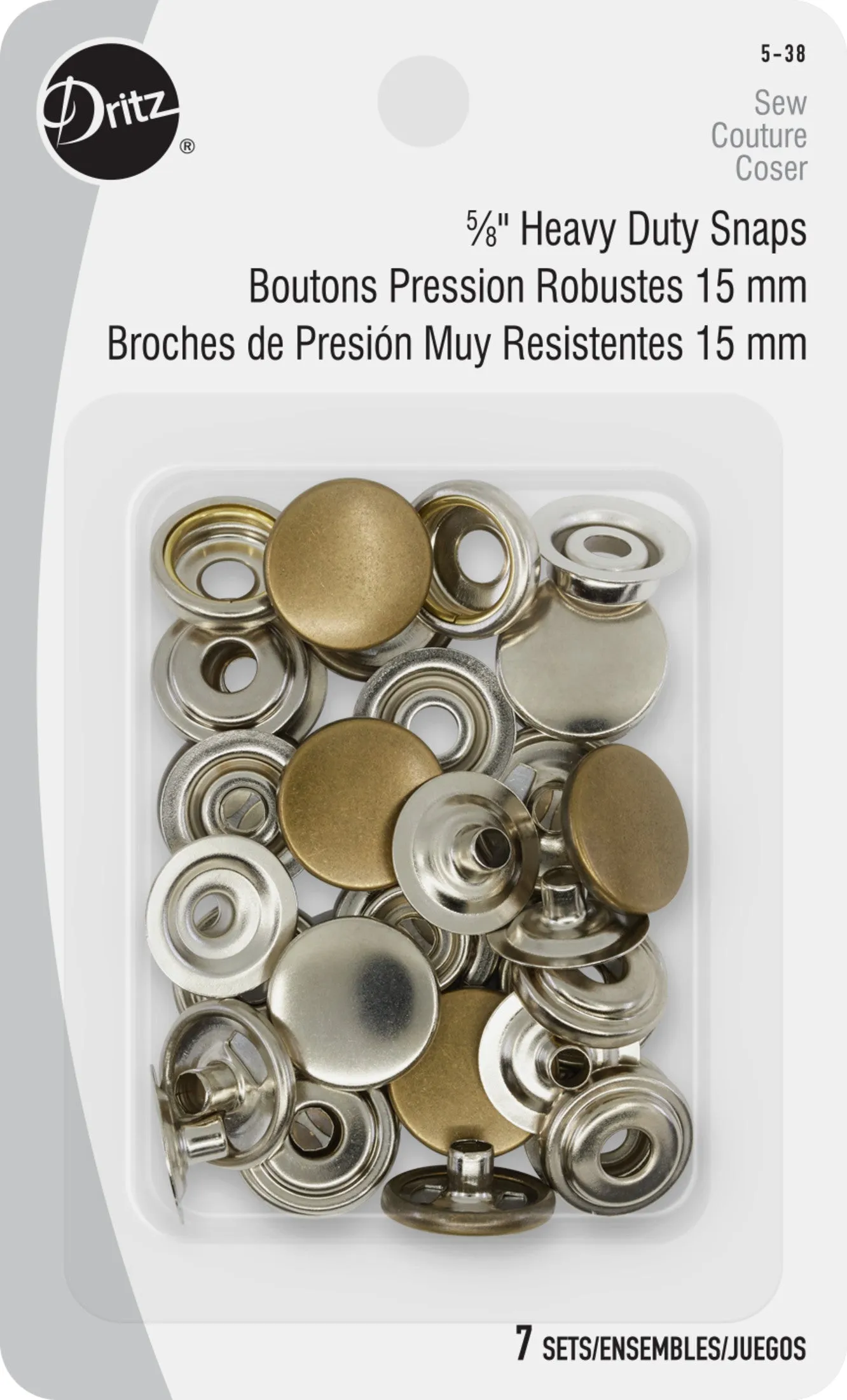 5/8" Heavy Duty Snaps, 7 Sets
