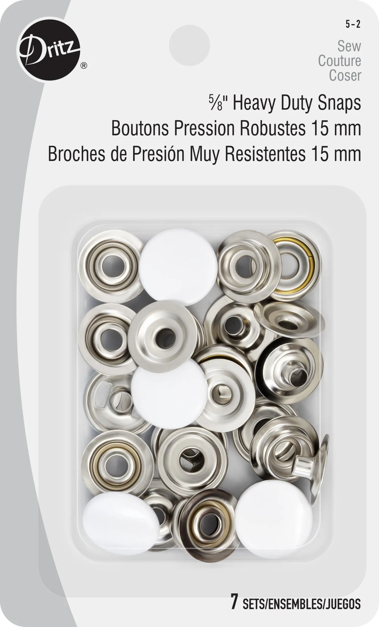 5/8" Heavy Duty Snaps, 7 Sets