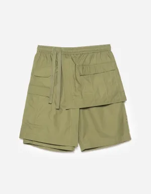 6056 Asym Hakama Shorts Olive OG-107F