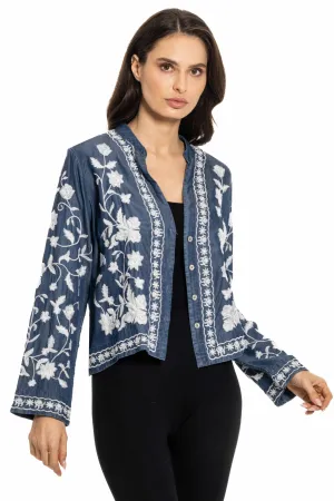 Adore, Embroidered Lightweight Jacket in denim blue