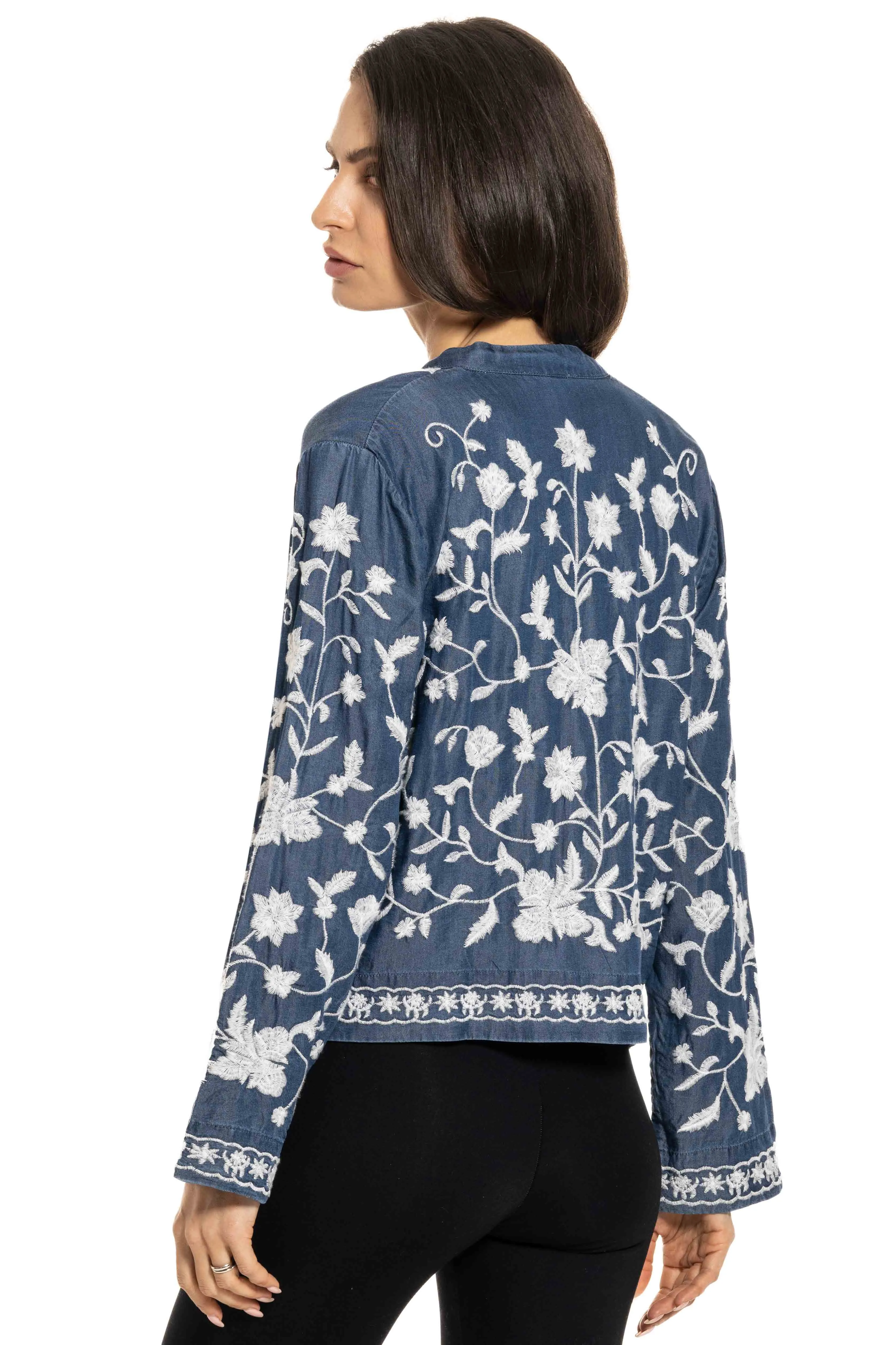 Adore, Embroidered Lightweight Jacket in denim blue