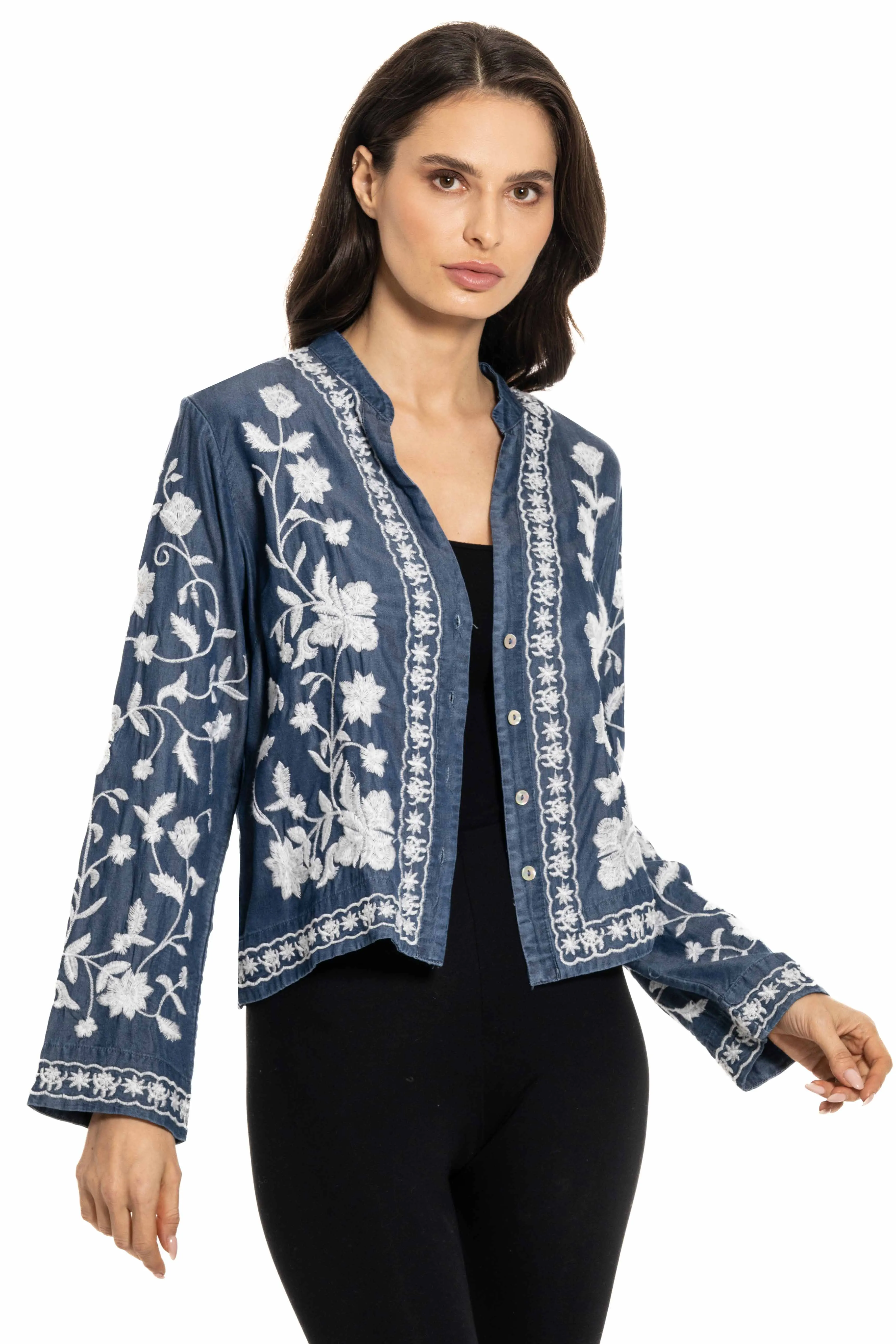 Adore, Embroidered Lightweight Jacket in denim blue
