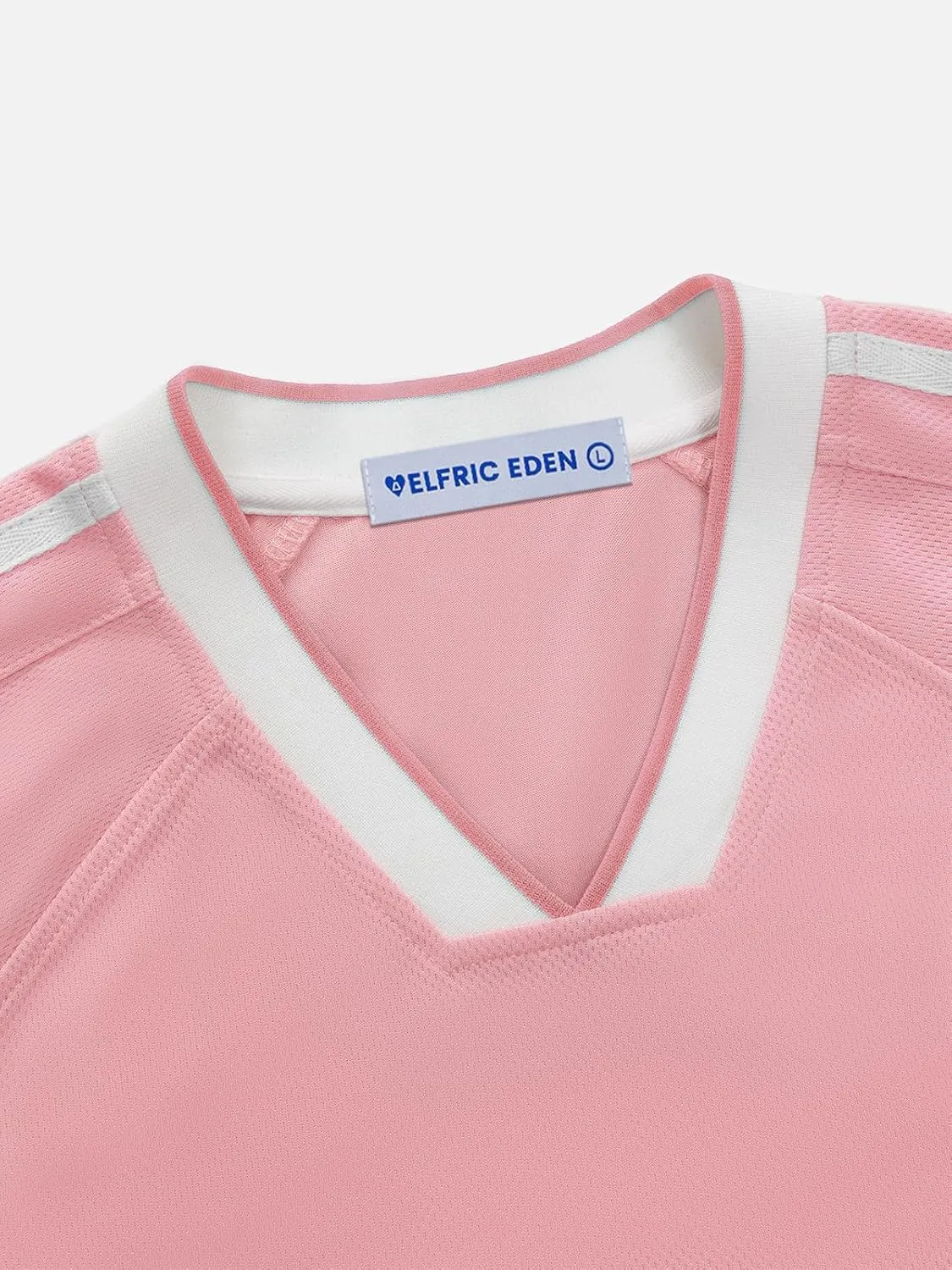 Aelfric Eden Jersey Shirts Women Oversized Mesh V Neck Graphic Tees Y2k Color Block Short Sleeve T Shirt Tops