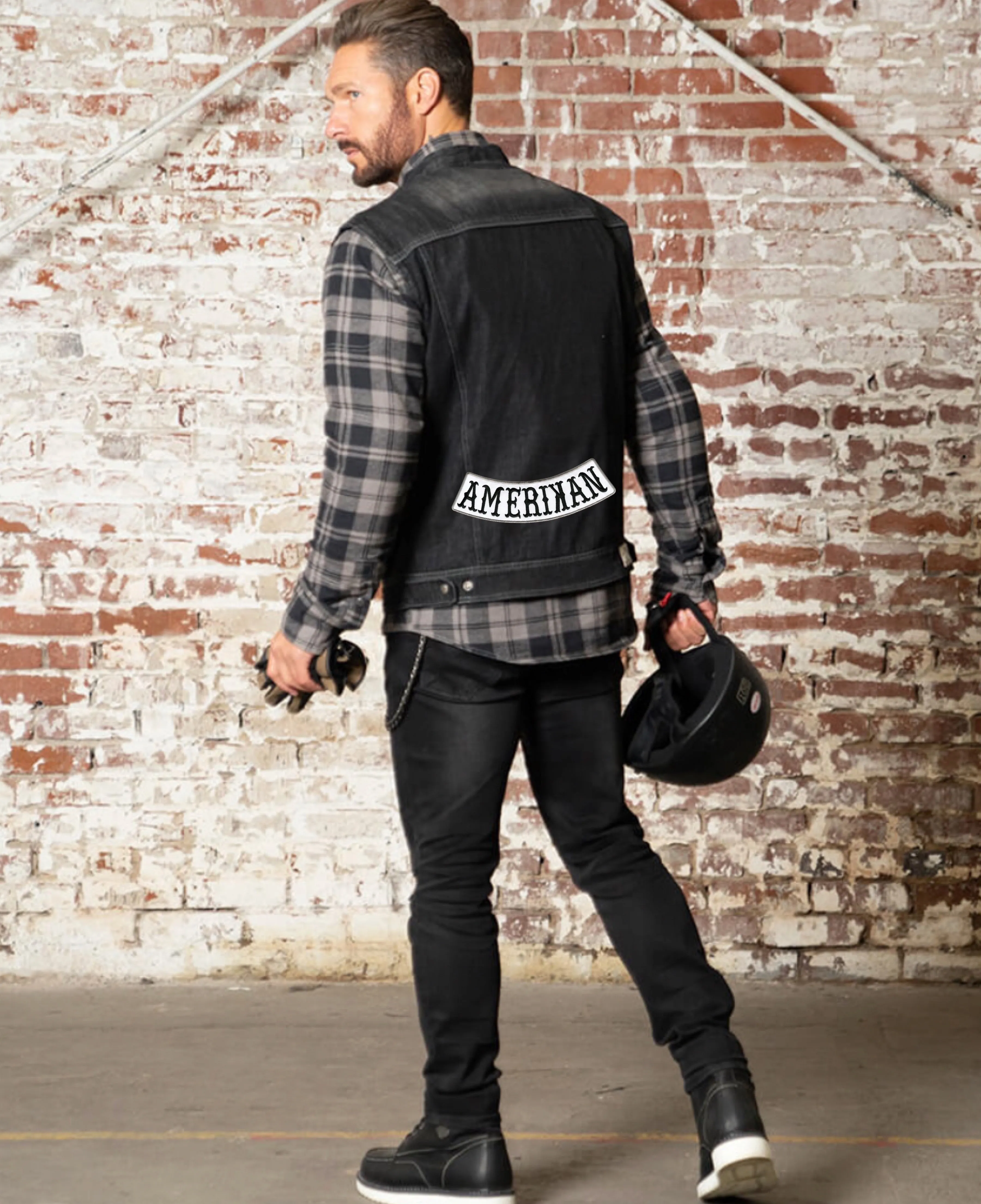 AMERIKAN Bottom Rocker Patch | Patriotic | Embroidered Iron On | Large Biker 12"
