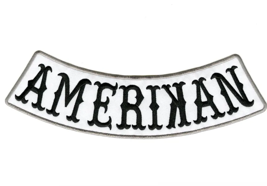 AMERIKAN Bottom Rocker Patch | Patriotic | Embroidered Iron On | Large Biker 12"