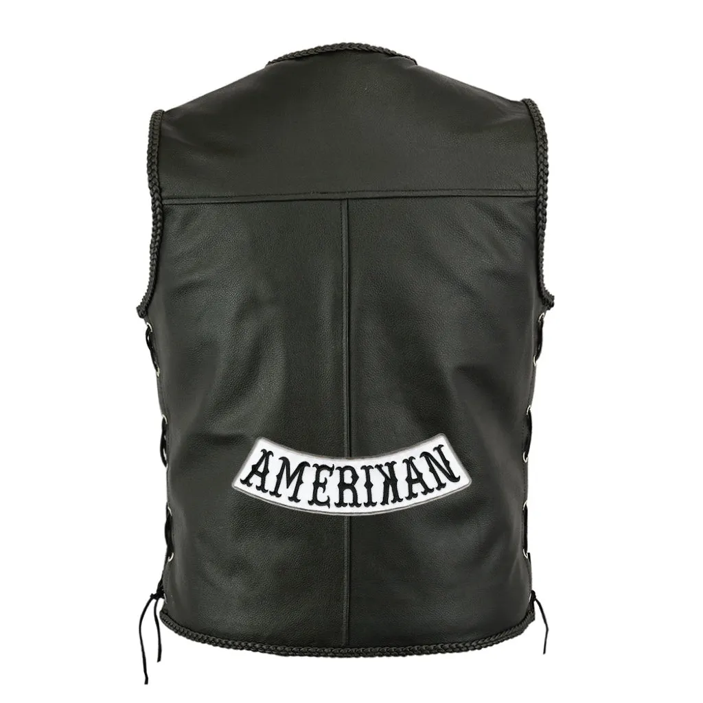 AMERIKAN Bottom Rocker Patch | Patriotic | Embroidered Iron On | Large Biker 12"