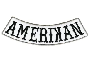 AMERIKAN Bottom Rocker Patch | Patriotic | Embroidered Iron On | Large Biker 12"