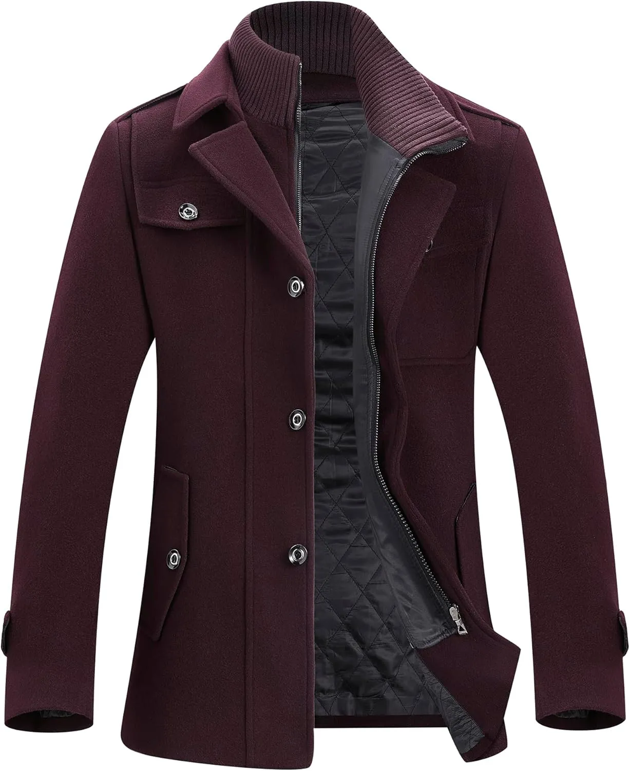 APTRO Men's Pea Coat Wool Jacket Windbreaker Single Breasted Winter Coat