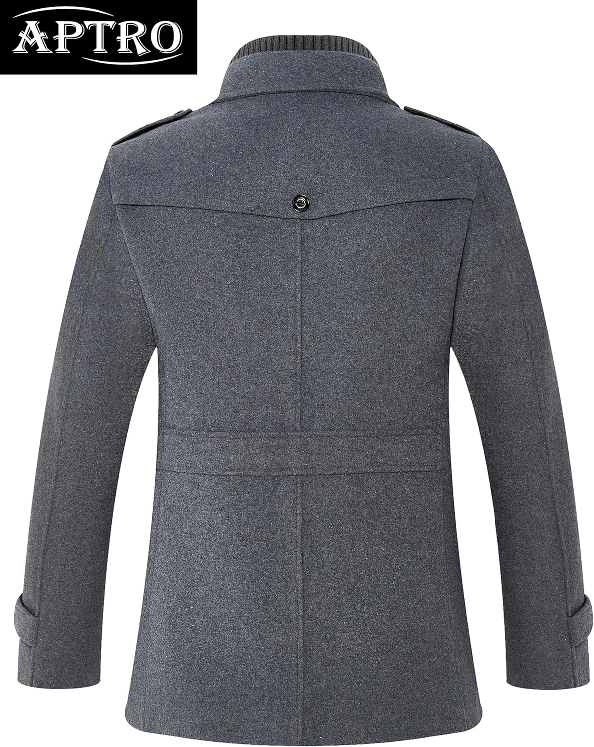 APTRO Men's Pea Coat Wool Jacket Windbreaker Single Breasted Winter Coat