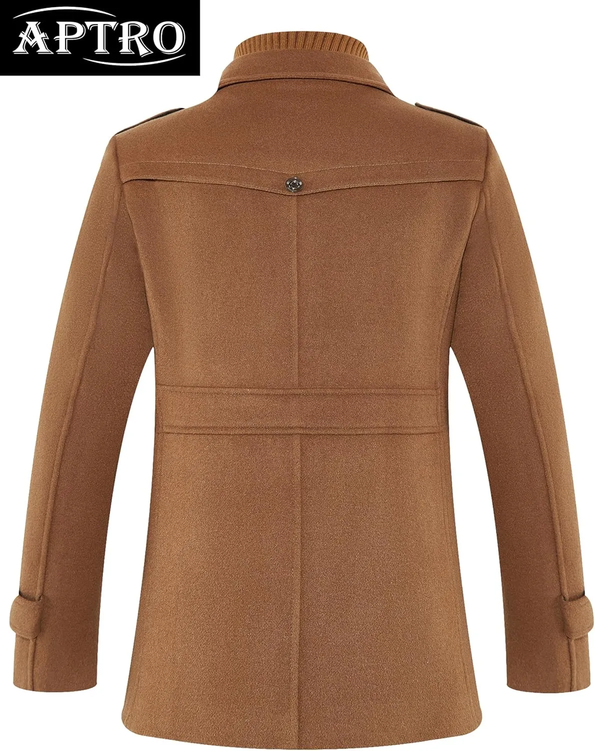 APTRO Men's Pea Coat Wool Jacket Windbreaker Single Breasted Winter Coat