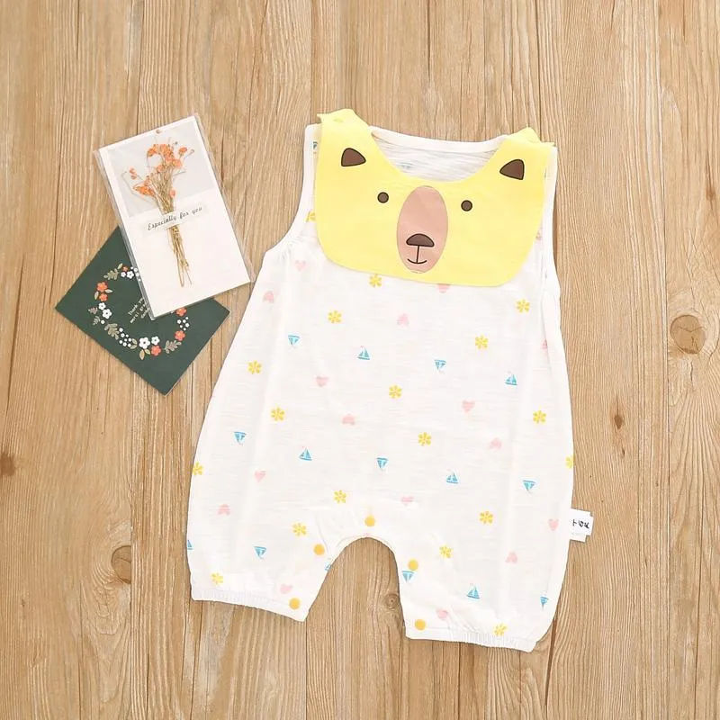 Baby Carrot Print Sleeveless Bib Bodysuit