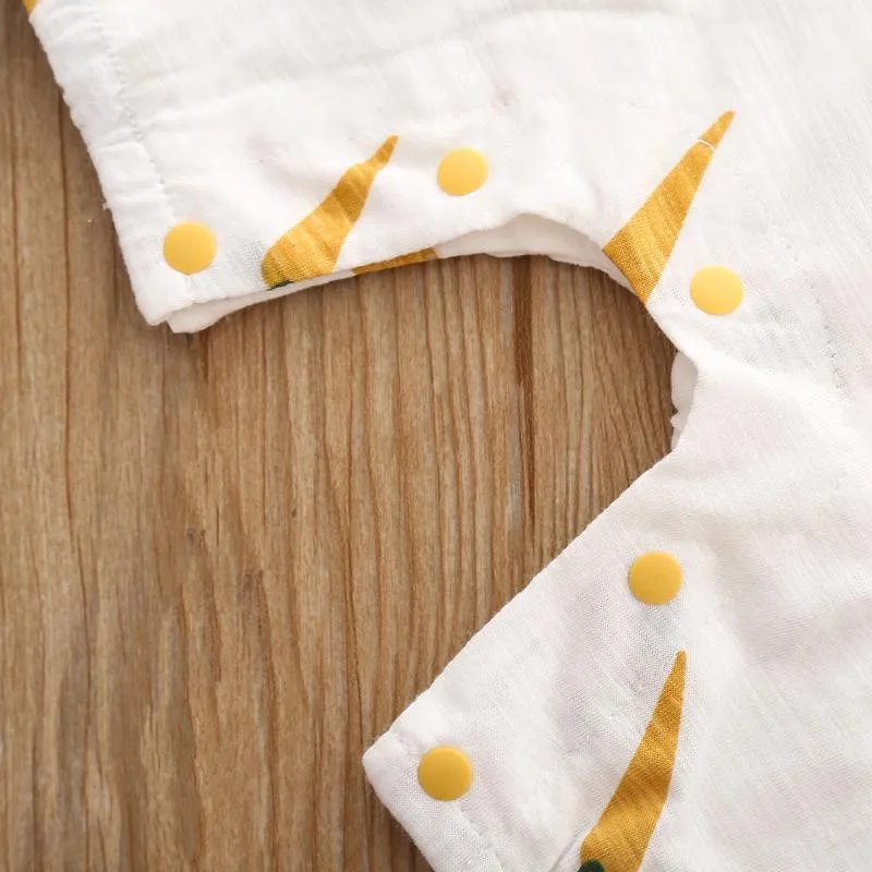 Baby Carrot Print Sleeveless Bib Bodysuit