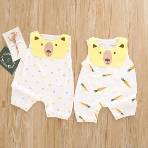 Baby Carrot Print Sleeveless Bib Bodysuit