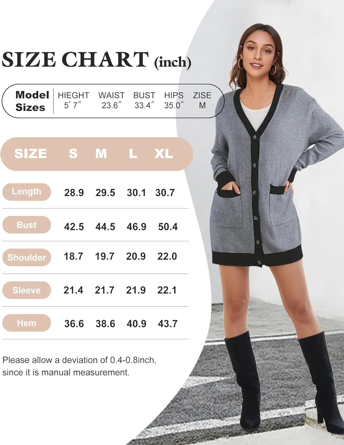 Bebonnie Women's Cozy Knit Long Sleeve Open Front Buttons Cardigan Sweater Outerwears Coats with Pocket