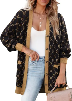 Bebonnie Women's Cozy Knit Long Sleeve Open Front Buttons Cardigan Sweater Outerwears Coats with Pocket