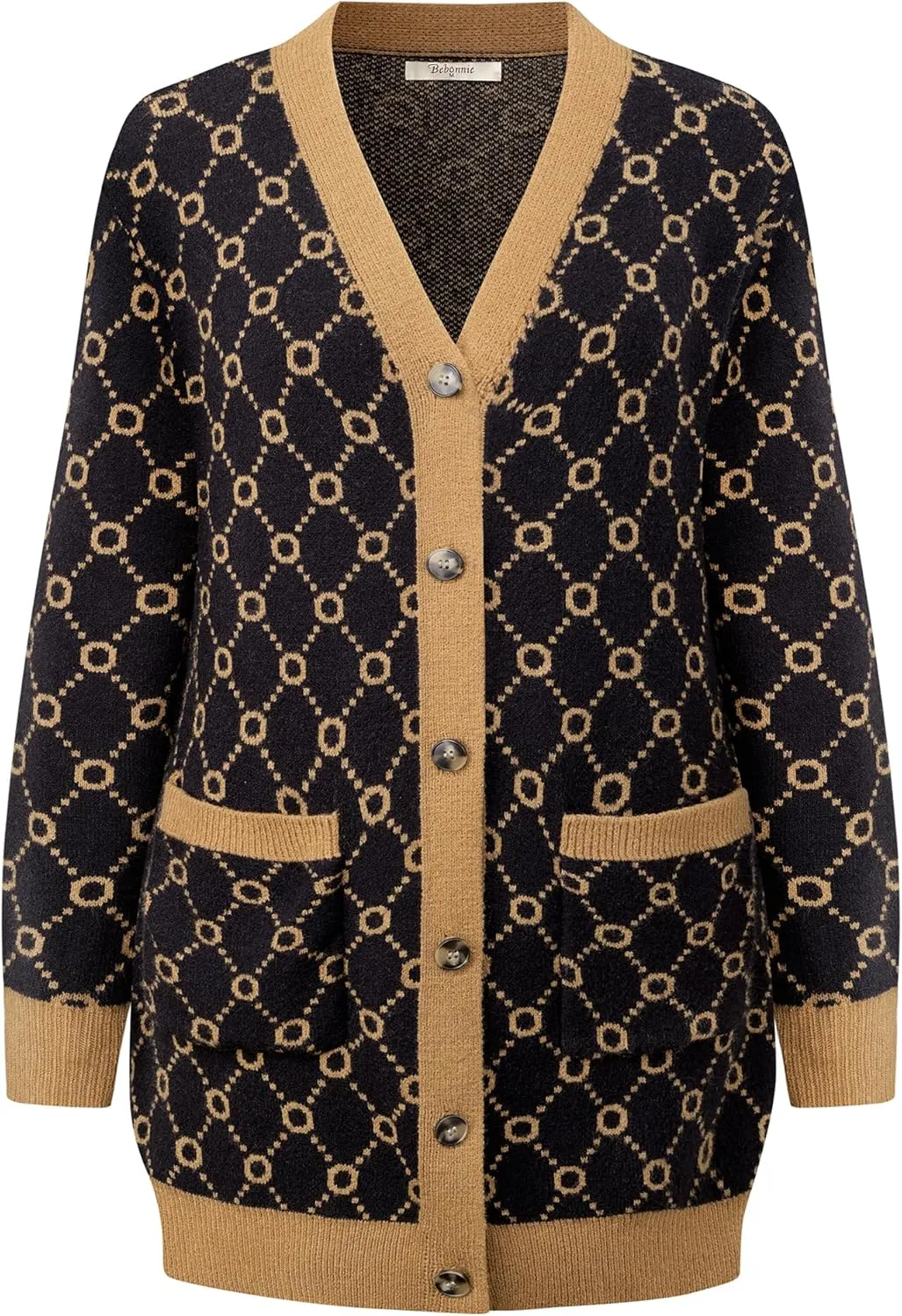 Bebonnie Women's Cozy Knit Long Sleeve Open Front Buttons Cardigan Sweater Outerwears Coats with Pocket