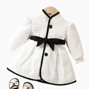 Black and White Belted Princess Coat