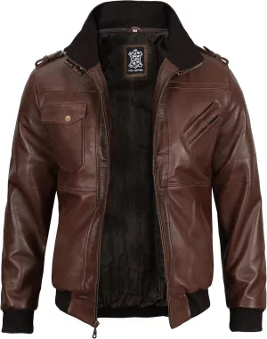Blingsoul Disc Leather Jackets For Men | [1112375] Edinburgh Dk. Brown, XL
