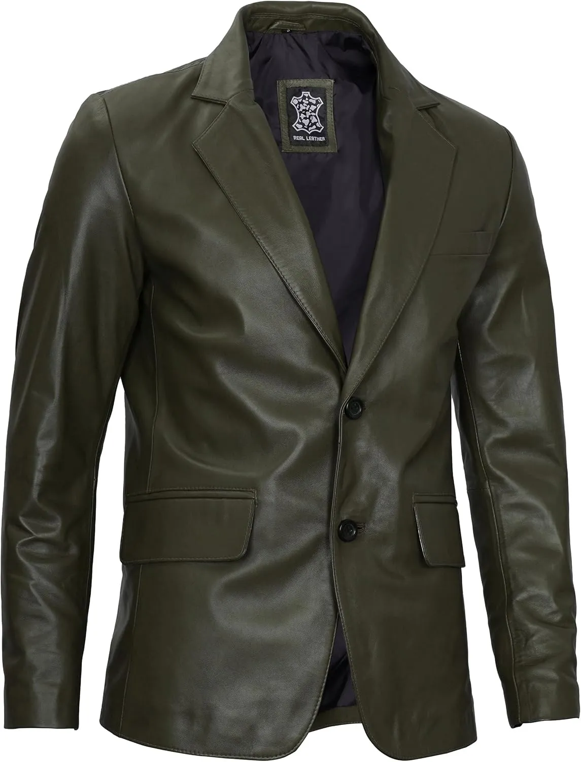 Blingsoul Real Lambskin Mens Leather Blazer - Casual 2 Buttons Leather Jacket for Men