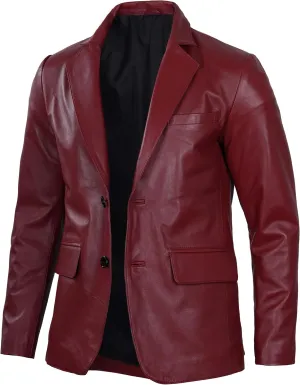 Blingsoul Real Lambskin Mens Leather Blazer - Casual 2 Buttons Leather Jacket for Men