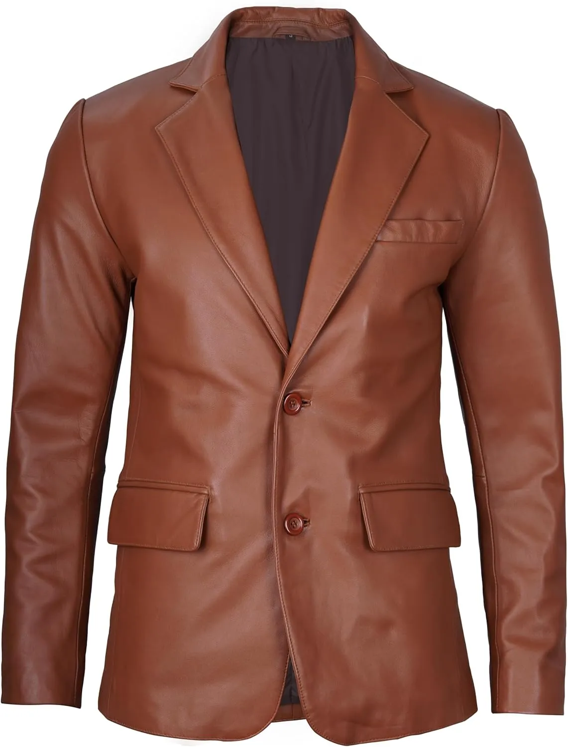 Blingsoul Real Lambskin Mens Leather Blazer - Casual 2 Buttons Leather Jacket for Men