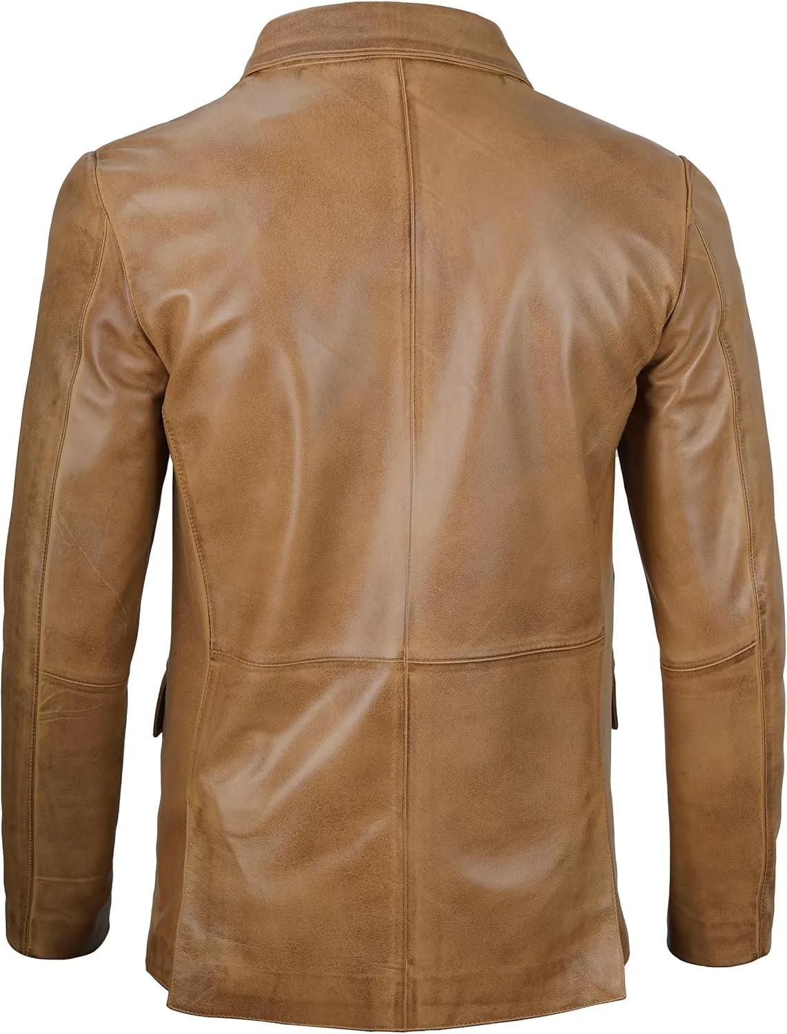 Blingsoul Real Lambskin Mens Leather Blazer - Casual 2 Buttons Leather Jacket for Men