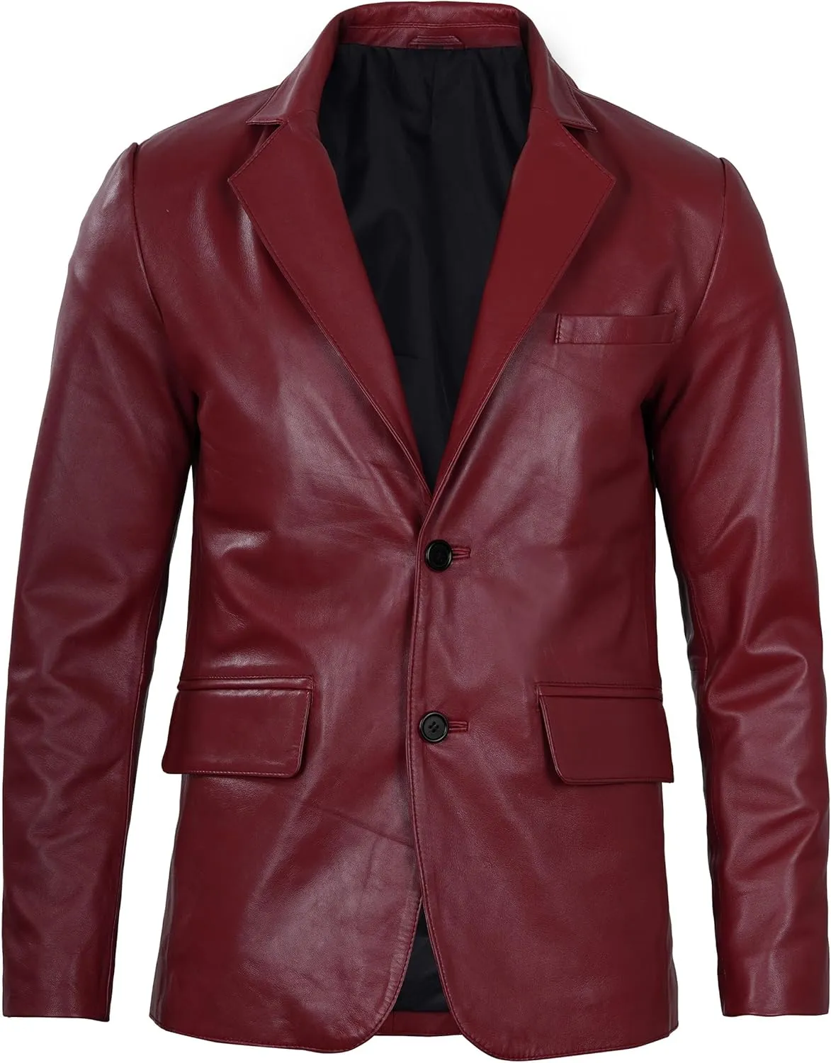 Blingsoul Real Lambskin Mens Leather Blazer - Casual 2 Buttons Leather Jacket for Men