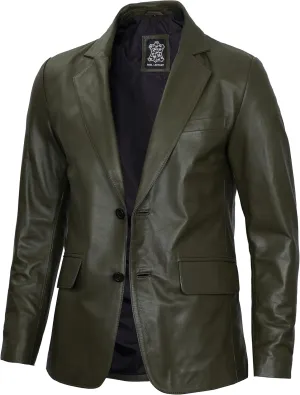 Blingsoul Real Lambskin Mens Leather Blazer - Casual 2 Buttons Leather Jacket for Men