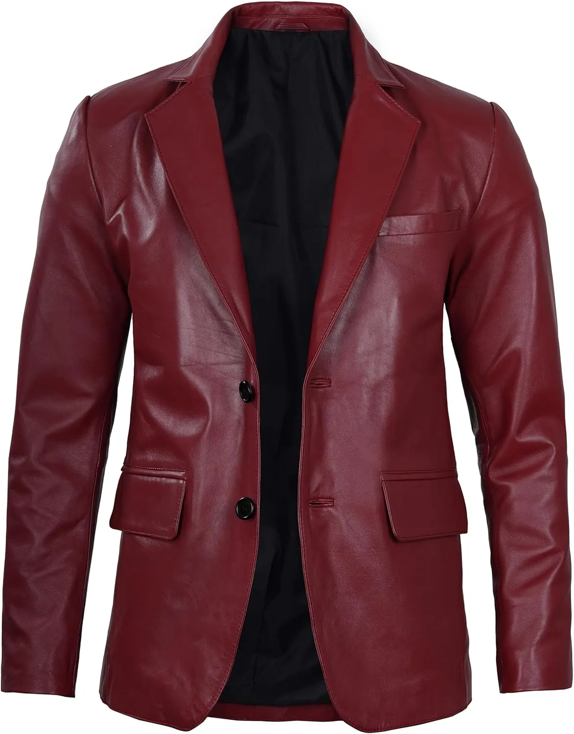 Blingsoul Real Lambskin Mens Leather Blazer - Casual 2 Buttons Leather Jacket for Men