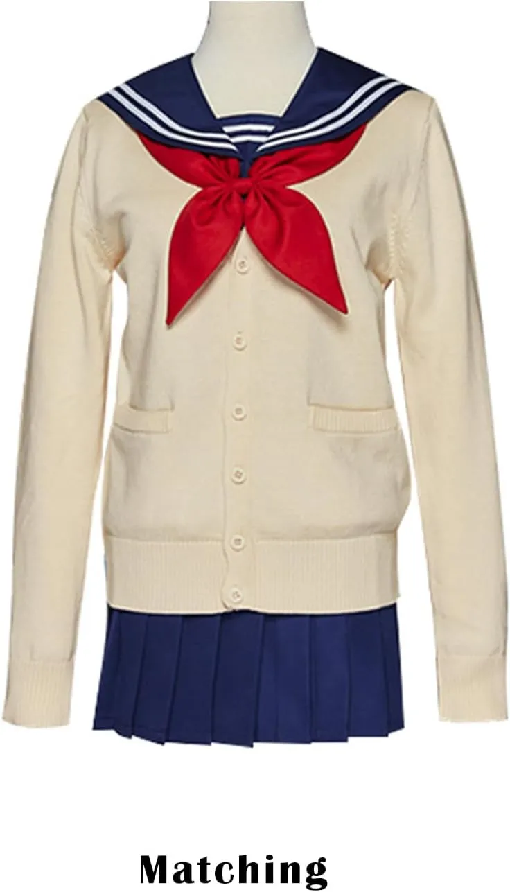 Blostirno Women's Cardigan Sweater V Neck Button Down Knit JK School Uniform Cardigans Girls Long Sleeve Coat with Pockets