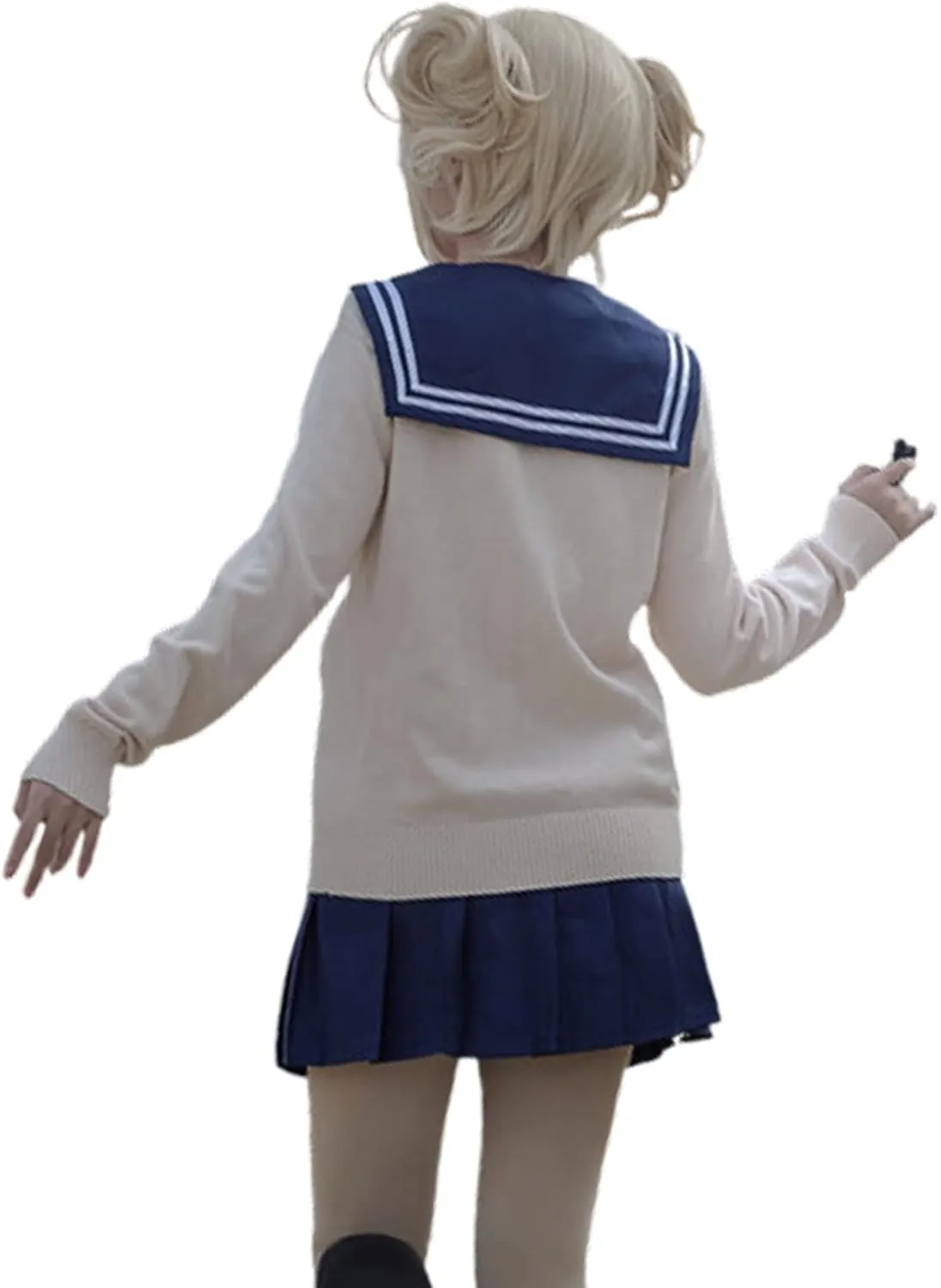 Blostirno Women's Cardigan Sweater V Neck Button Down Knit JK School Uniform Cardigans Girls Long Sleeve Coat with Pockets