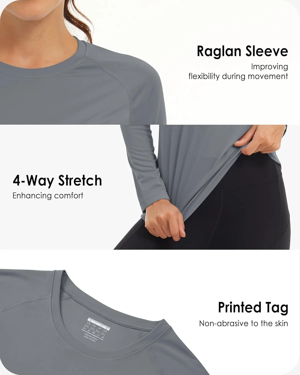 Boladeci Women's Sun Shirts UPF 50  UV Protection Rash Guard Long Sleeve Swim Shirts Quick Dry Lightweight Workout Tops