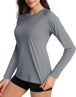 Boladeci Women's Sun Shirts UPF 50  UV Protection Rash Guard Long Sleeve Swim Shirts Quick Dry Lightweight Workout Tops